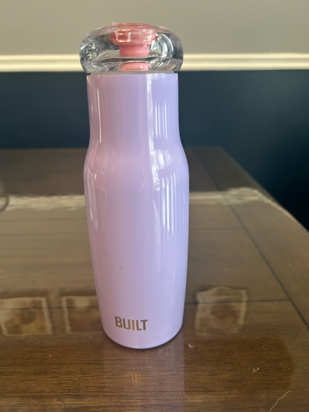 BUILT Lilac Stainless Bottle with Clear Pink Lid